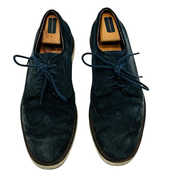 Vince Camuto Edwyn Wingtip Oxford Suede White Outsole Mens Size 9 Navy Blue - Picture 4 of 7